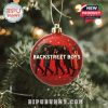 Holiday tree ornament with a printed photo of Backstreet Boys, combining music memorabilia with classic Christmas style!