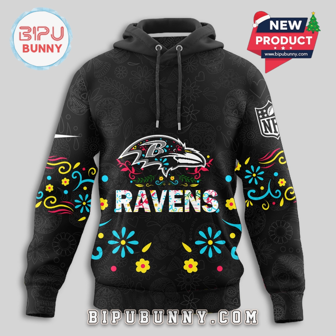 Baltimore Ravens NFL Dia de los Muertos Limited Editions Hoodie Baltimore Ravens NFL Dia de los Muertos Limited Editions Hoodie