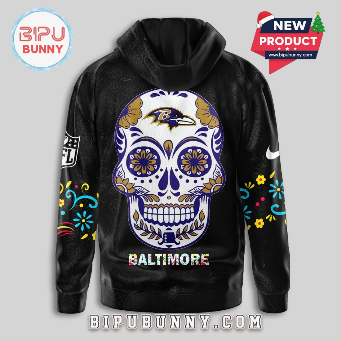 Baltimore Ravens NFL Dia de los Muertos Limited Editions Hoodie Baltimore Ravens NFL Dia de los Muertos Limited Editions Hoodie
