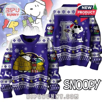 Baltimore Ravens NFL Peanuts Snoopy Ugly Sweater 2025