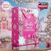 A pink and silver box styled like a Barbie holiday mansion, featuring large snowflakes, jewels, and peppermint swirls for an ultra-festive look!