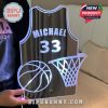 A white LED basketball jersey lamp with personalized name and number details.