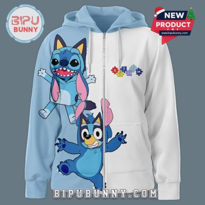 Bluey I Wear Blue For Autism Awareness Accept Hoodie 2025