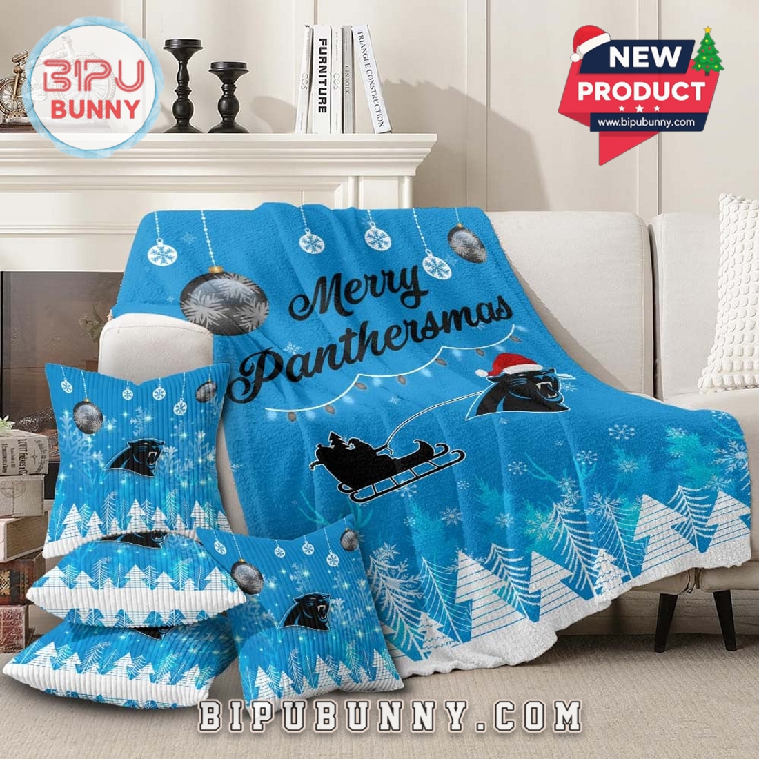 Carolina Panthers 2025 Christmas Fleece Blanket Carolina Panthers 2025 Christmas Fleece Blanket