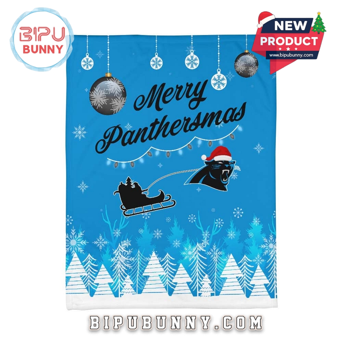 Carolina Panthers 2025 Christmas Fleece Blanket Carolina Panthers 2025 Christmas Fleece Blanket