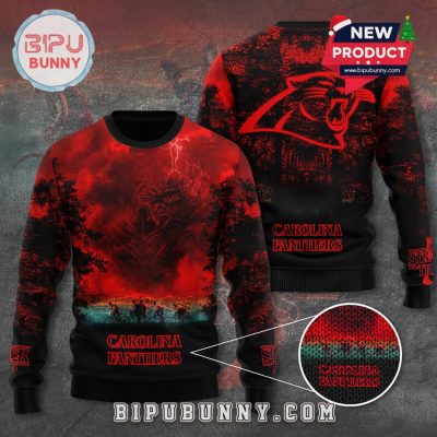 Carolina Panthers x Stranger Things Ugly Sweater 2025