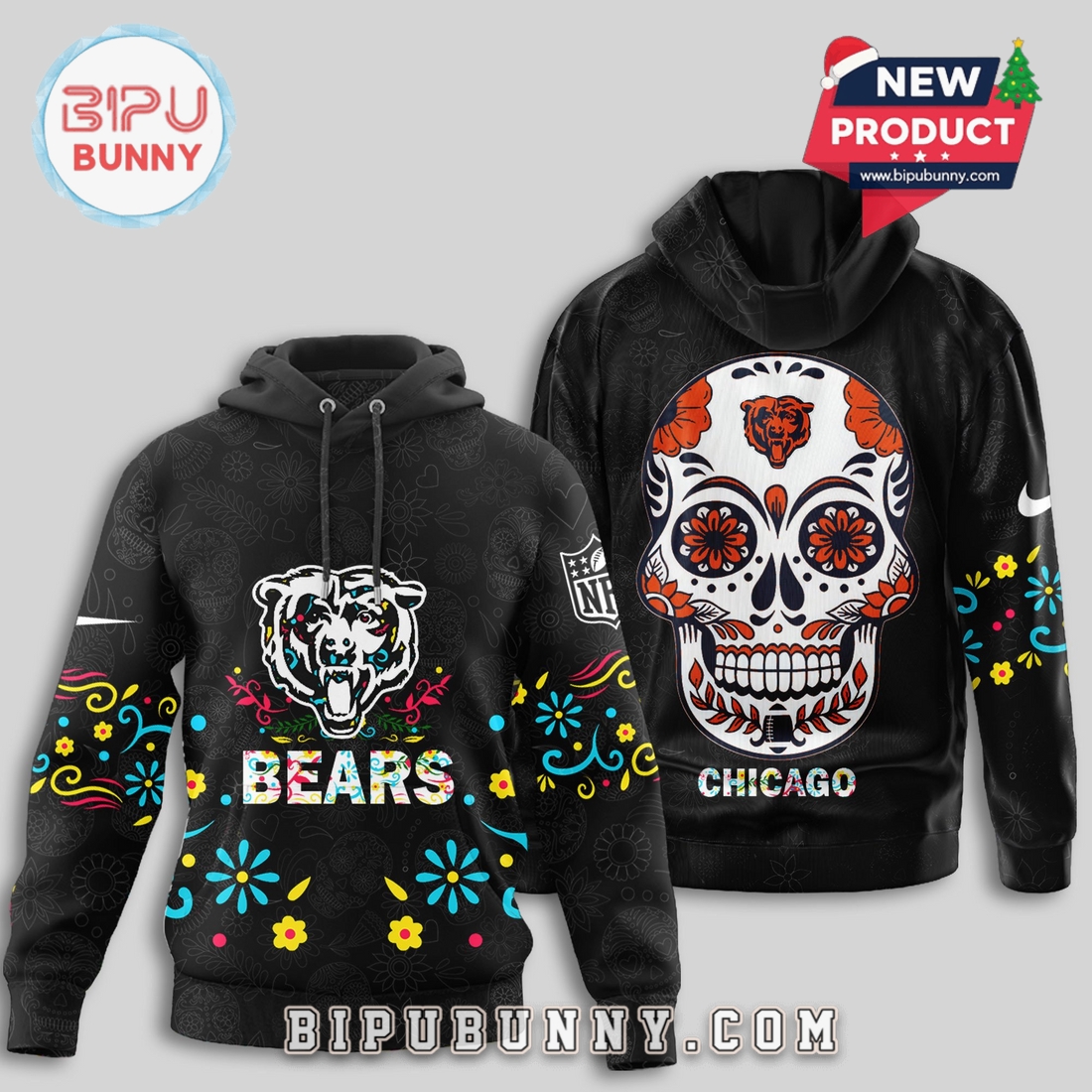 Chicago Bears NFL Dia de los Muertos Limited Editions Hoodie Chicago Bears NFL Dia de los Muertos Limited Editions Hoodie
