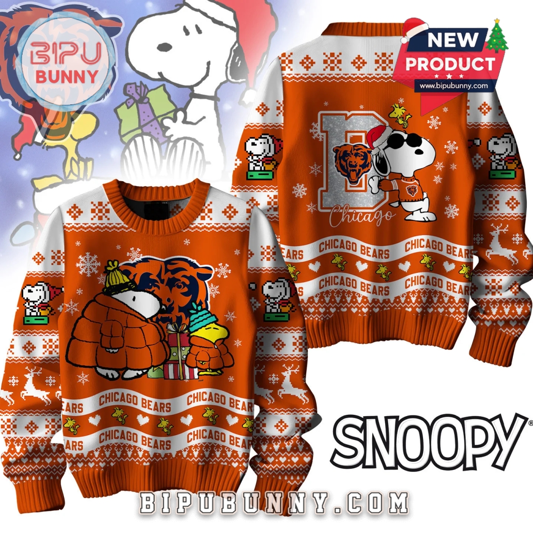 Chicago Bears NFL Peanuts Snoopy Ugly Sweater 2025 Chicago Bears NFL Peanuts Snoopy Ugly Sweater 2025