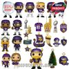 A visual collection of all items hidden inside the Minnesota Vikings advent calendar, ranging from player figures and memorabilia to iconic holiday-themed designs for die-hard fans!