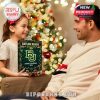 A cheerful Christmas scene with a child holding out a Baylor Bears advent calendar box as a gift, emphasizing its family-friendly and festive nature!