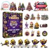 A visual display of LSU holiday ornaments including characters, sports icons, and Christmas decor arranged next to the Advent Calendar!