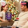 A child joyfully giving the LSU Tigers Advent Calendar box to a loved one in a warm Christmas setting!