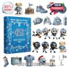 UNC Advent Calendar accessories set including player figures, football gear, and snowy university icons!