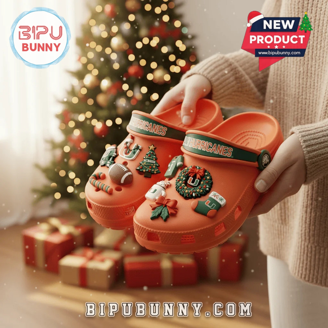 Christmas Miami Hurricanes Crocs Clogs 2025 Christmas Miami Hurricanes Crocs Clogs 2025