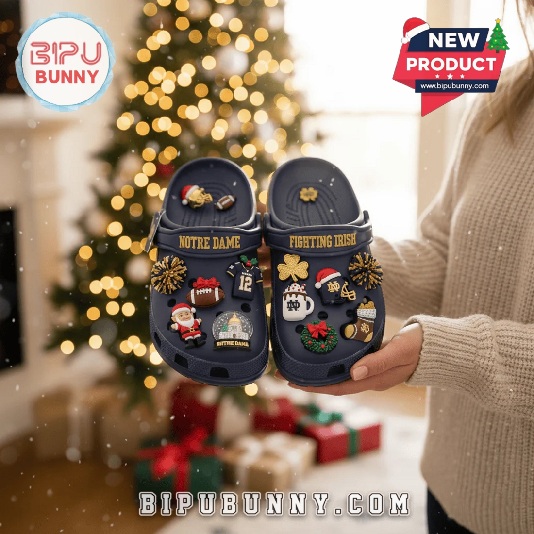 Christmas Notre Dame Fighting Irish Crocs Clogs 2025 Christmas Notre Dame Fighting Irish Crocs Clogs 2025