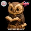 A smart owl wearing glasses and a hooded robe sits reading on a log, capturing a classic, academic feel in miniature holiday form!