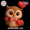 A gentle owl with big eyes and romantic accessories like a heart balloon and rose, perfect for gifting or adding charm to tree decorations!