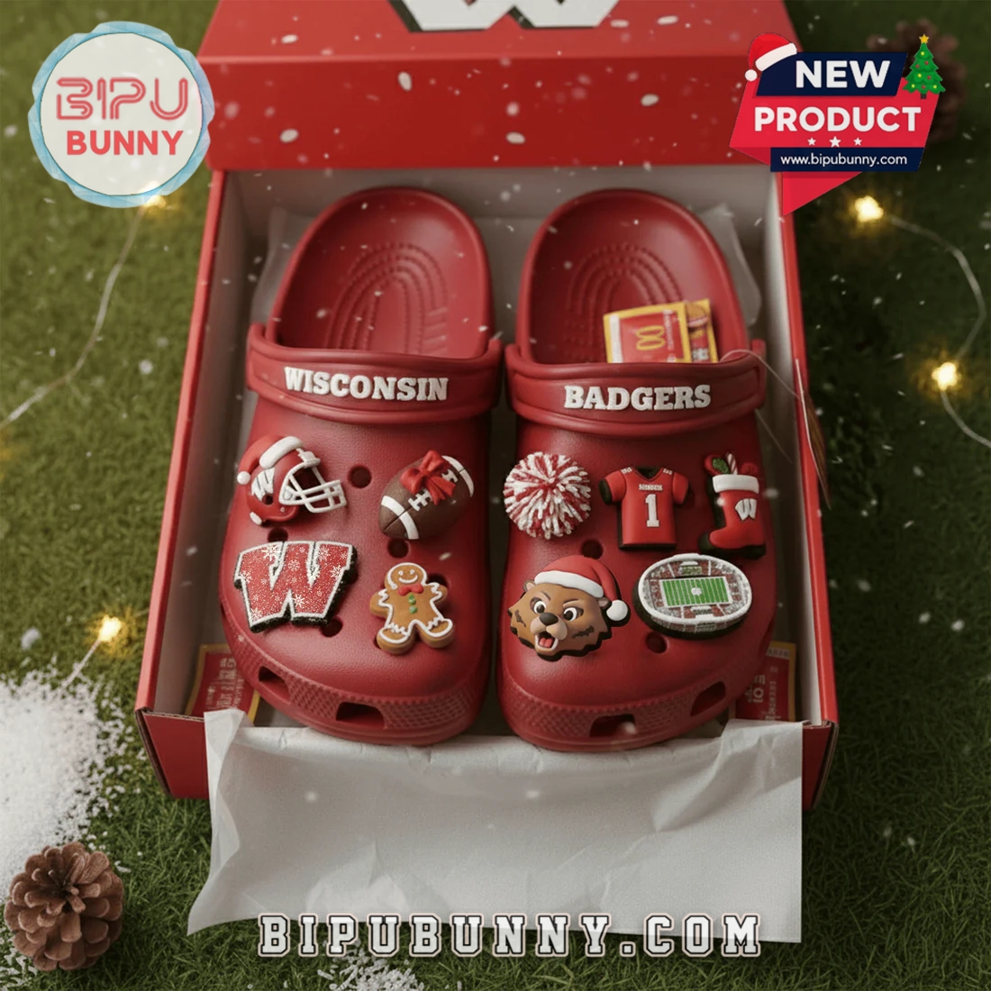 Christmas Wisconsin Badgers Football Crocs 2025 Christmas Wisconsin Badgers Football Crocs 2025