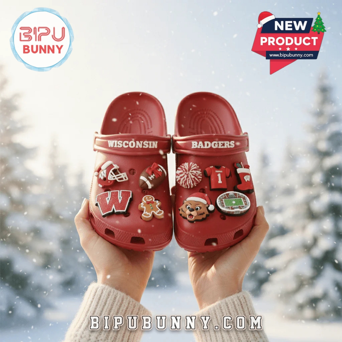 Christmas Wisconsin Badgers Football Crocs 2025 Christmas Wisconsin Badgers Football Crocs 2025
