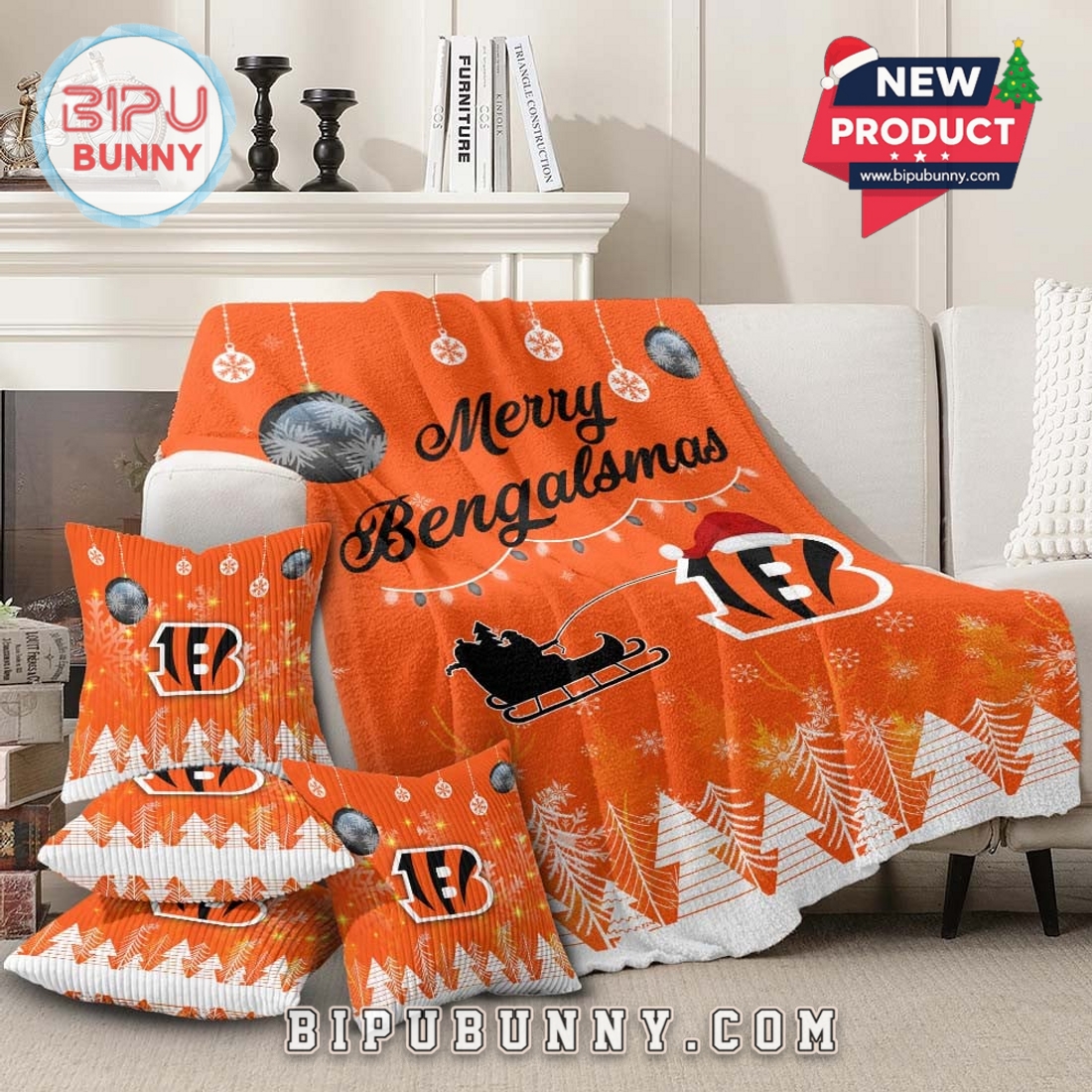 Cincinnati Bengals 2025 Christmas Fleece Blanket Cincinnati Bengals 2025 Christmas Fleece Blanket