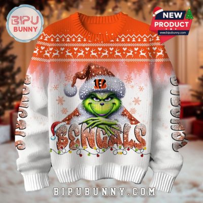 Cincinnati Bengals Grinch Ugly Christmas Sweater 2025