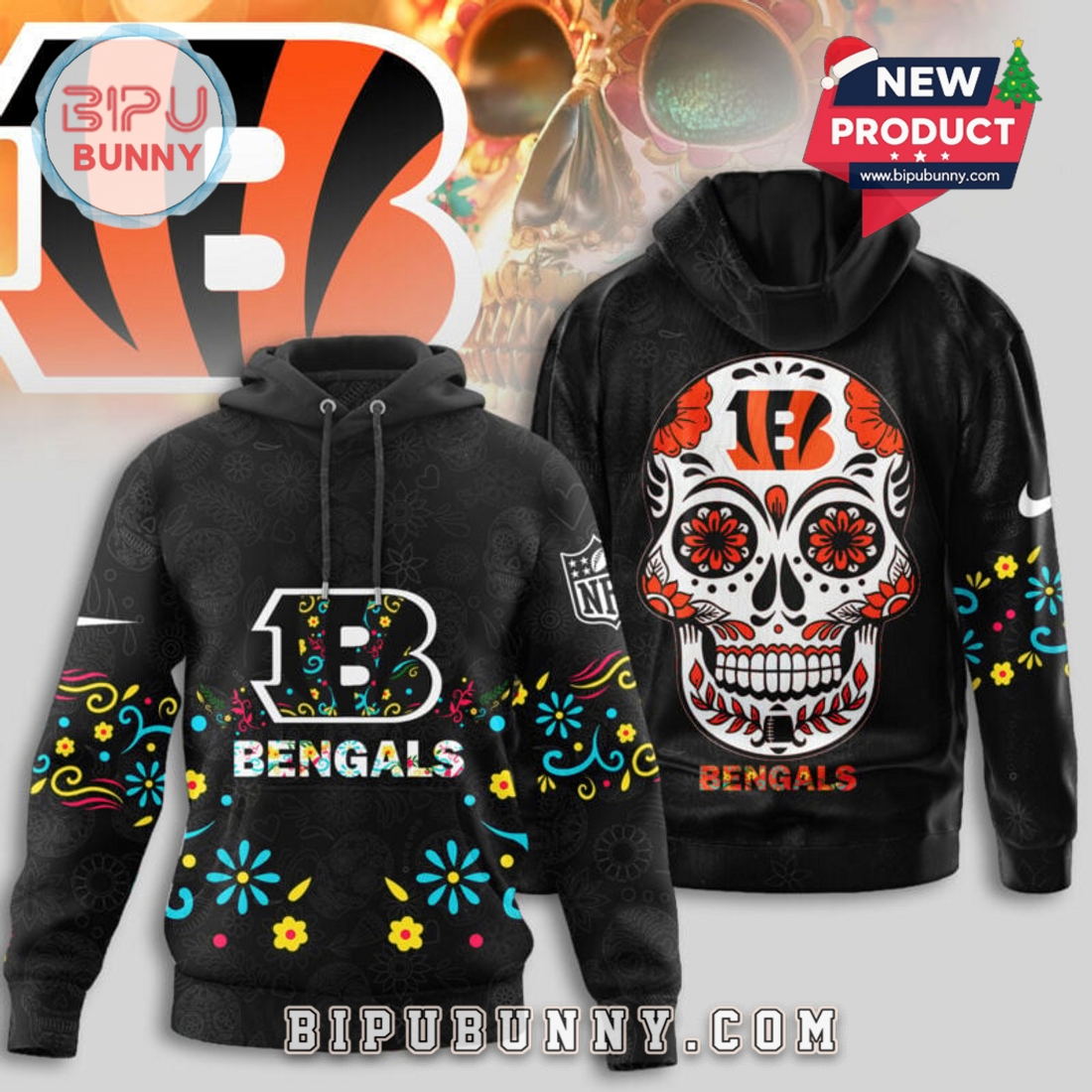 Cincinnati Bengals NFL Dia de los Muertos Limited Editions Hoodie Cincinnati Bengals NFL Dia de los Muertos Limited Editions Hoodie