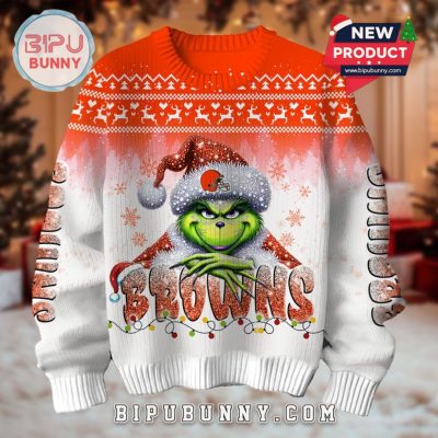 Cleveland Browns Grinch Ugly Christmas Sweater 2025