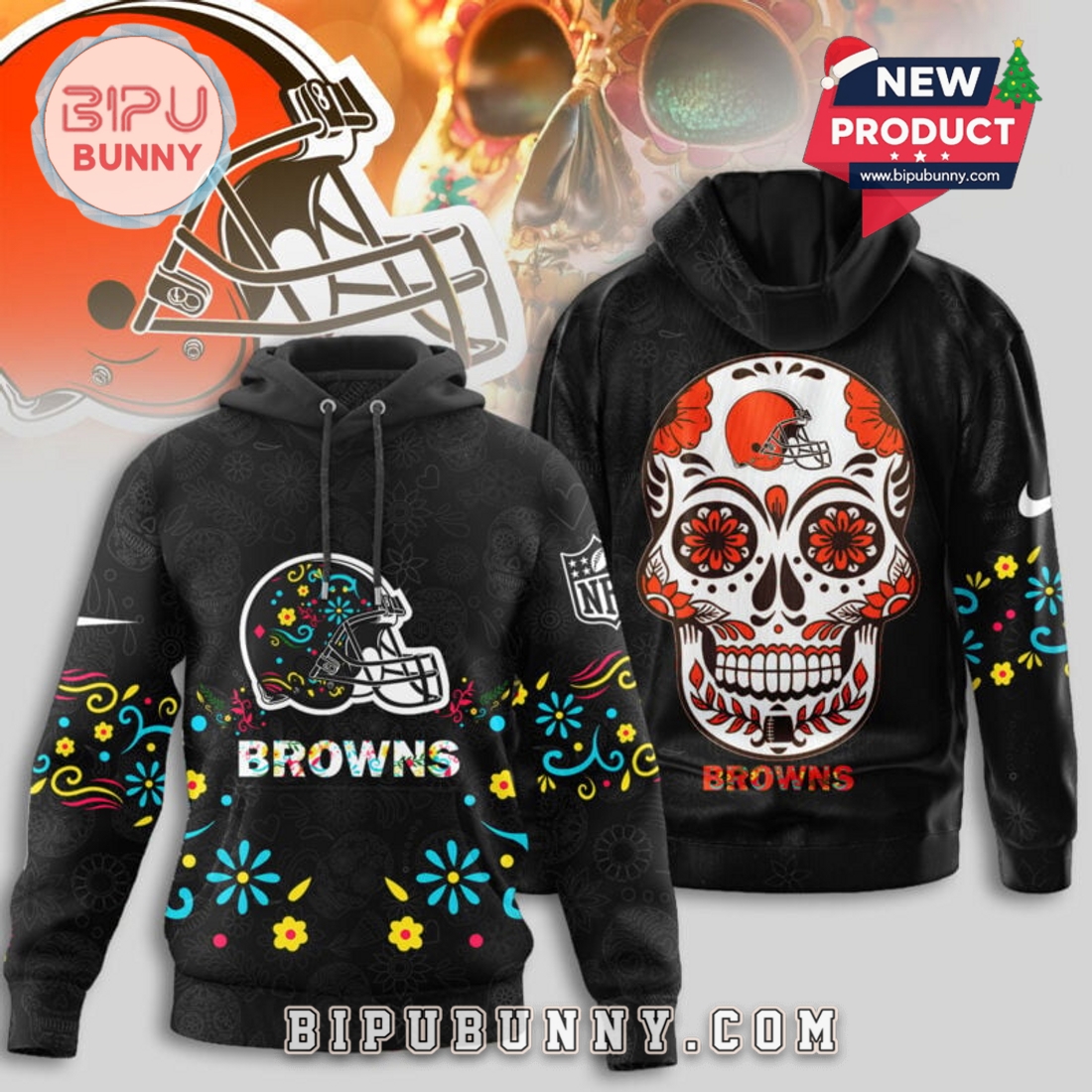 Cleveland Browns NFL Dia de los Muertos Limited Editions Hoodie Cleveland Browns NFL Dia de los Muertos Limited Editions Hoodie