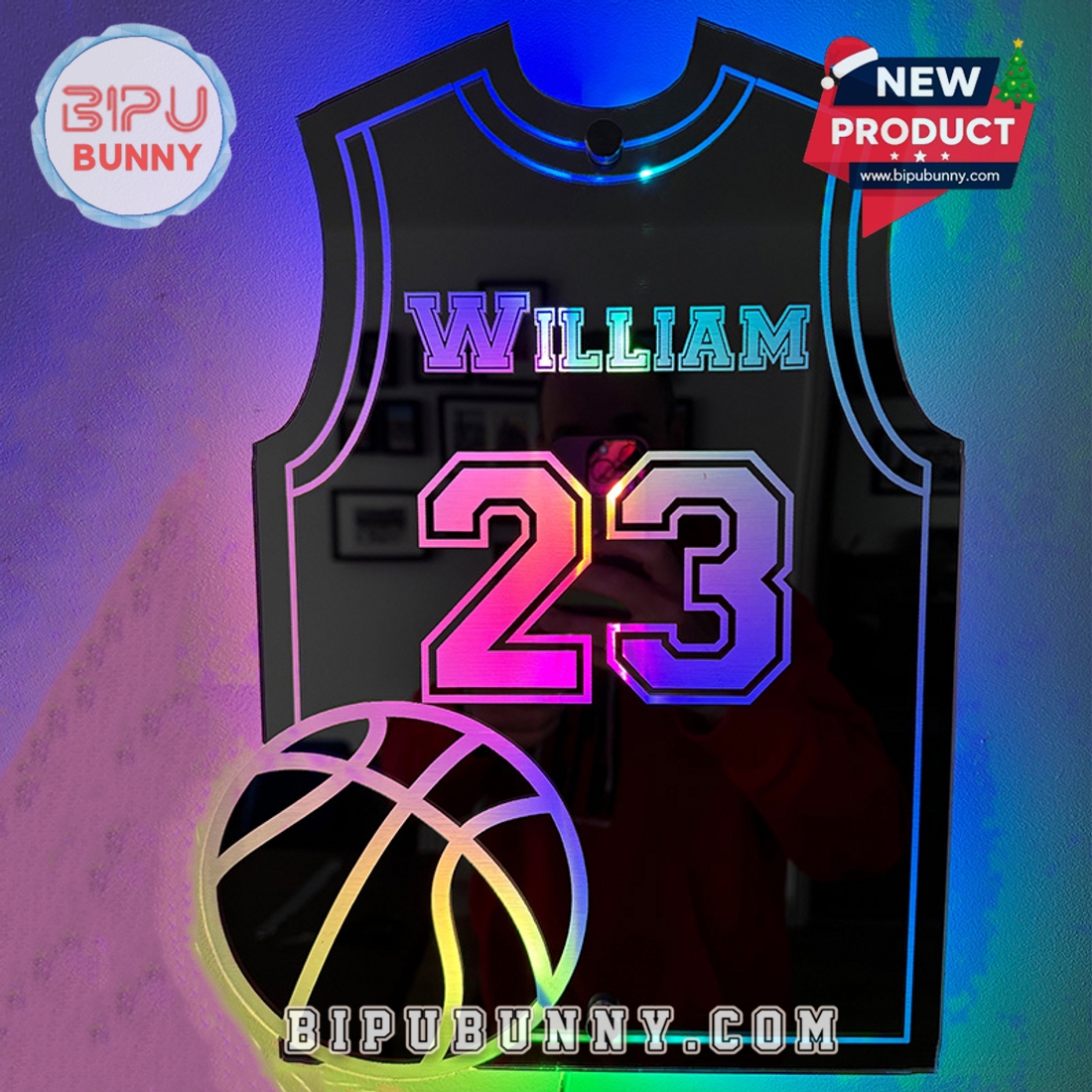 Custom LED Cool Mirror Lights For Basketball Lovers Custom LED Cool Mirror Lights For Basketball Lovers