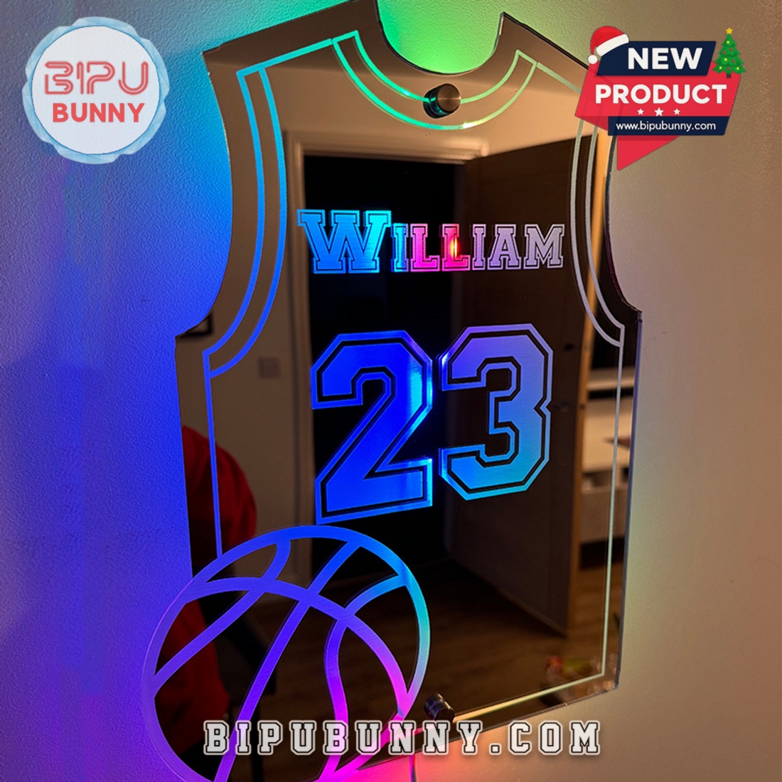 Custom LED Cool Mirror Lights For Basketball Lovers Custom LED Cool Mirror Lights For Basketball Lovers