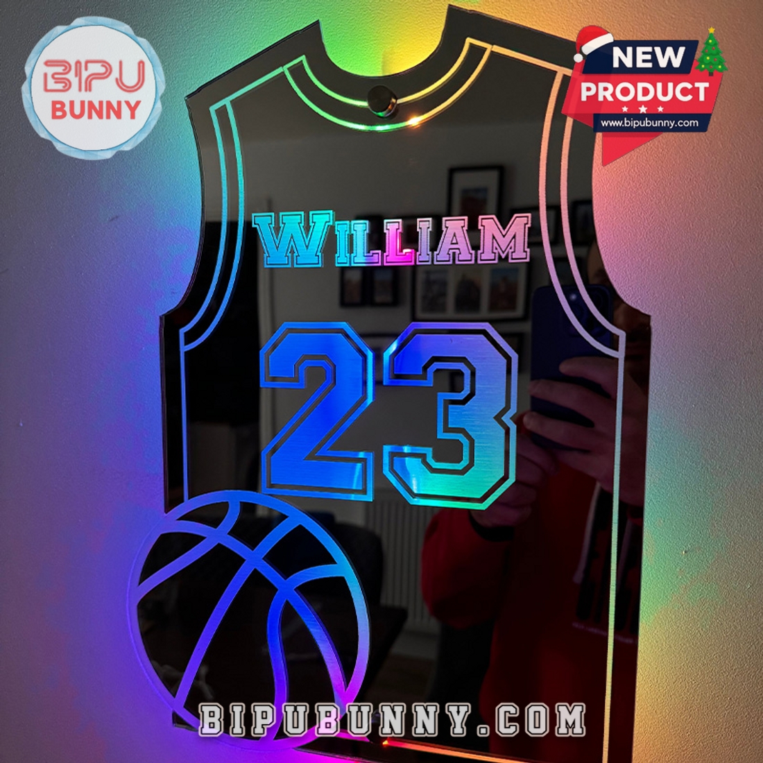Custom LED Cool Mirror Lights For Basketball Lovers Custom LED Cool Mirror Lights For Basketball Lovers