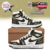 Dallas Cowboys custom high-top sneakers featuring camouflage design, U.S. Veterans tribute, NFL logo, and a pink swoosh. The sneakers can be personalized with a custom name.