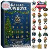 Dallas Cowboys advent calendar contents featuring festive player miniatures and football-themed ornaments!