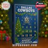65th year Dallas Cowboys advent calendar staged with Christmas lights, gifts, and seasonal décor!