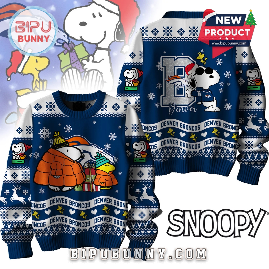 Denver Broncos NFL Peanuts Snoopy Ugly Sweater 2025 Denver Broncos NFL Peanuts Snoopy Ugly Sweater 2025