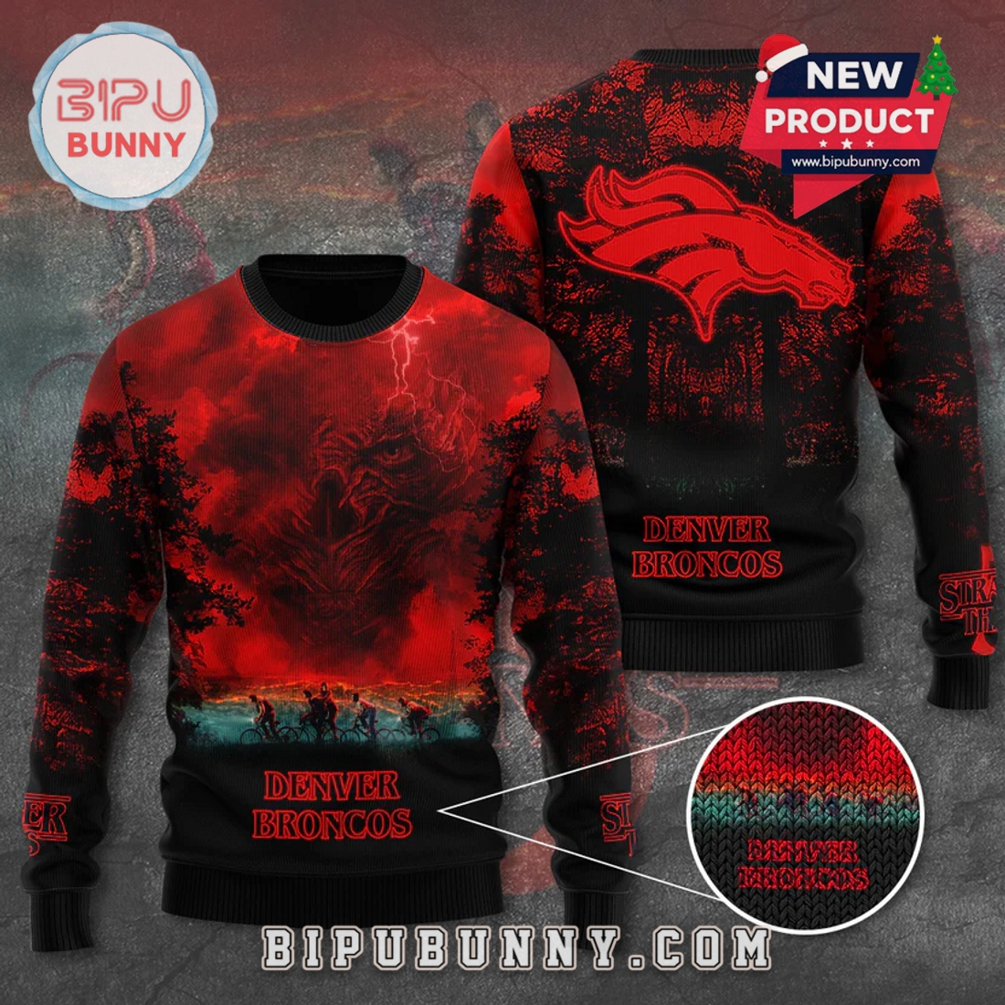 Denver Broncos x Stranger Things Ugly Sweater 2025 Denver Broncos x Stranger Things Ugly Sweater 2025