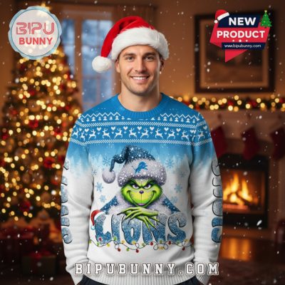 Detroit Lions Grinch Ugly Christmas Sweater 2025