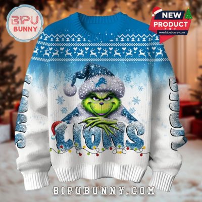 Detroit Lions Grinch Ugly Christmas Sweater 2025