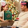 A cozy holiday moment where a child gives the Dirty Heads calendar gift to a parent surrounded by Christmas lights and joy.