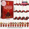 Ferrari-themed advent calendar featuring 24 red Formula 1 race car ornaments and chibi-style driver figures to mark the team’s 96th year!