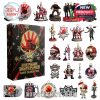 Advent calendar featuring Five Finger Death Punch-themed miniatures and figures arranged by design and color, presented next to the branded gift box!
