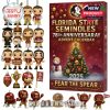 Complete advent calendar for FSU fans, including figurines of athletes, cheerleaders, mascots, graduation-themed characters, trophies, team flags, and Christmas-themed miniatures celebrating the 78th anniversary!