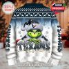 Full back view of the Texans Grinch holiday sweater, showing seamless winter graphics and festive patterns stretching across the shoulders and arms!