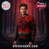 Houston Texans Stranger Things themed sweater with red-black forest background and eerie fantasy elements!