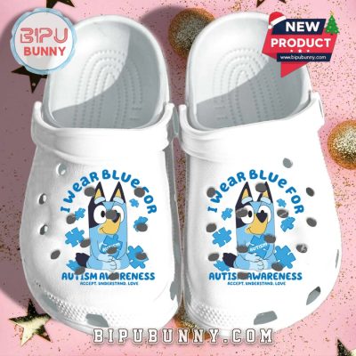 I Wear Blue For Autism Bluey Shoes Crocs Clogs