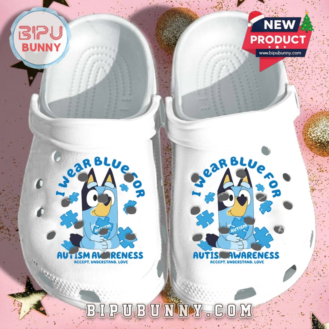 I Wear Blue For Autism Bluey Shoes Crocs Clogs I Wear Blue For Autism Bluey Shoes Crocs Clogs