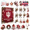 A full view of the advent calendar contents, including holiday miniatures and Indiana Hoosiers football characters, designed for seasonal decorating!