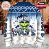 The back of the Colts Grinch holiday sweater shows a complete festive design with icy lettering, snowfall graphics, and a mischievous Grinch!