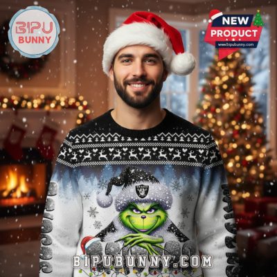 Las Vegas Raiders Grinch Ugly Christmas Sweater 2025
