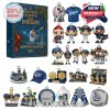 Dodgers championship Advent Calendar with ornaments, player miniatures, snow globes, and official 2025 World Series mementos!